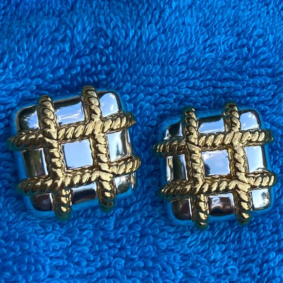 Vintage Gold and Silver-toned Earrings - Picture 1 of 3